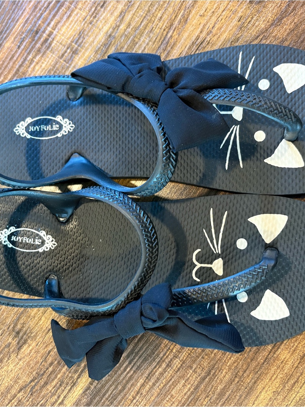 Joyfolie Black Cat Bow Sandals